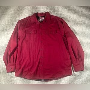 Wrangler XL Shacket Premium Quality Men’s Flannel Lined Cotton Work Shirt Red